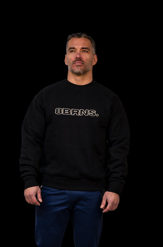 Sweat Sans Capuche Brodé Noir Unisexe