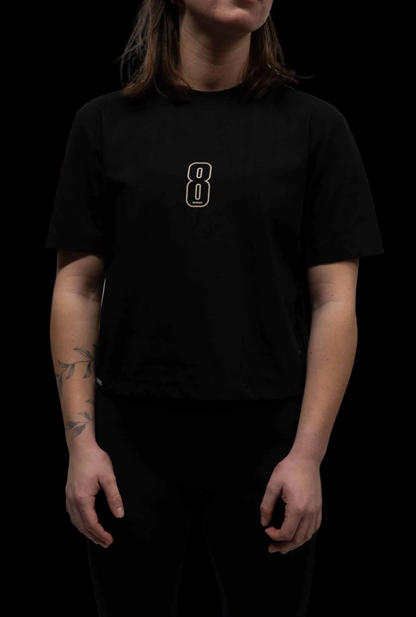 T-shirt Crop Black & Sand Women