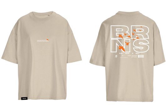 T-Shirt Oversize Women Beige Bird 077