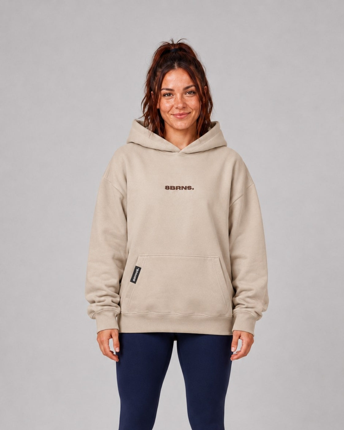 Sweat à capuche brodé Beige Unisexe