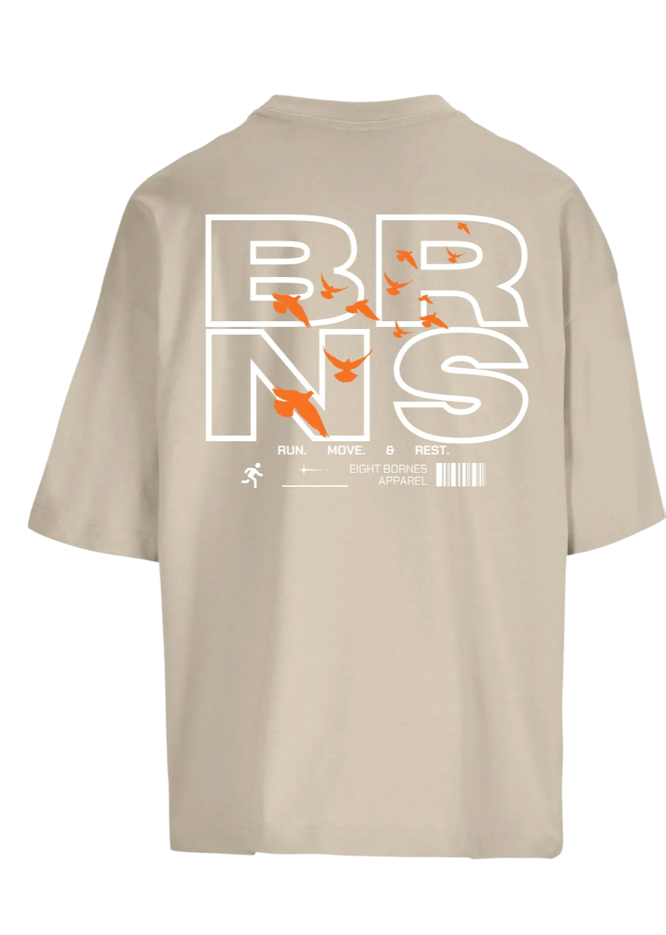 T-Shirt OverSize Beige Birds Unisex 080
