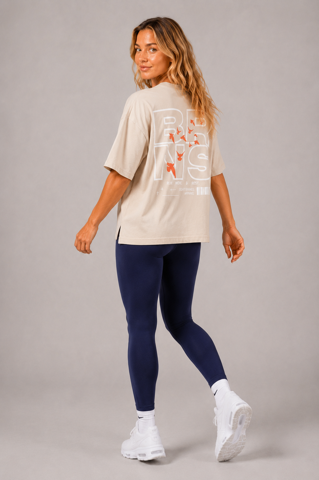 T-Shirt Oversize Beige Bird Women