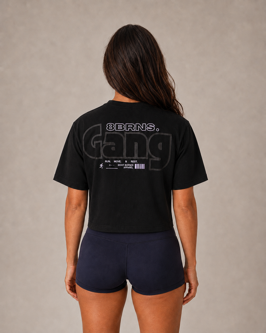 T-Shirt Crop Gang Black & Purple Women