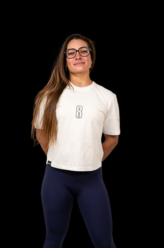 T-Shirt Crop White Back to B. Women