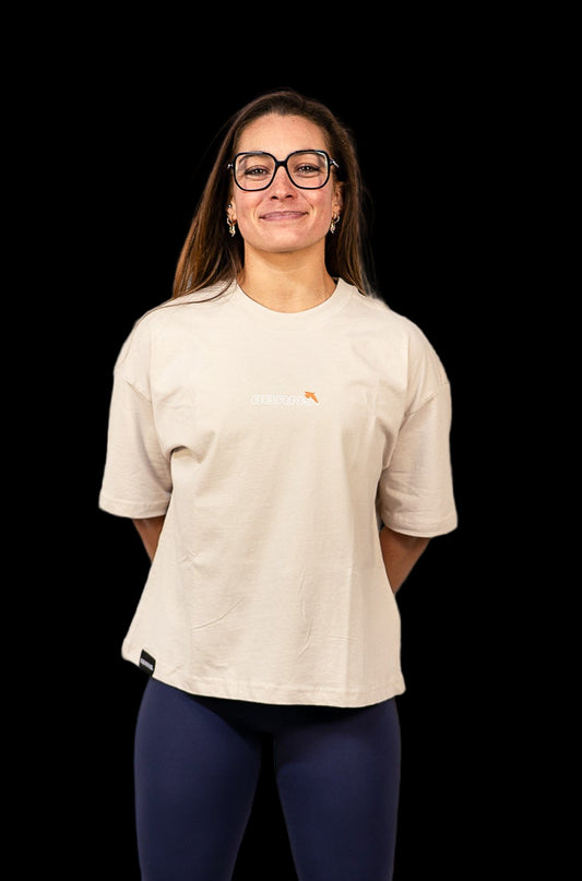 T-Shirt Oversize Beige Bird Women