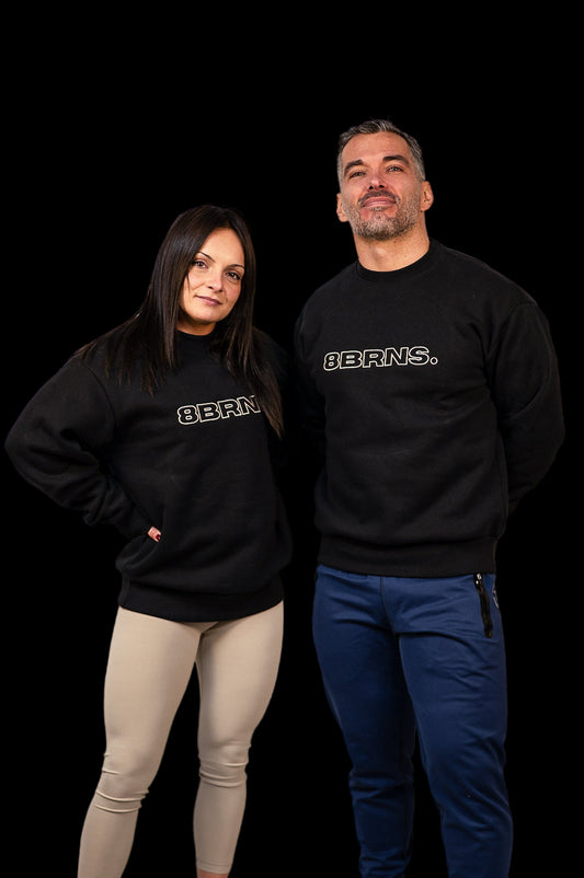 Sweat Sans Capuche Brodé Noir Unisexe