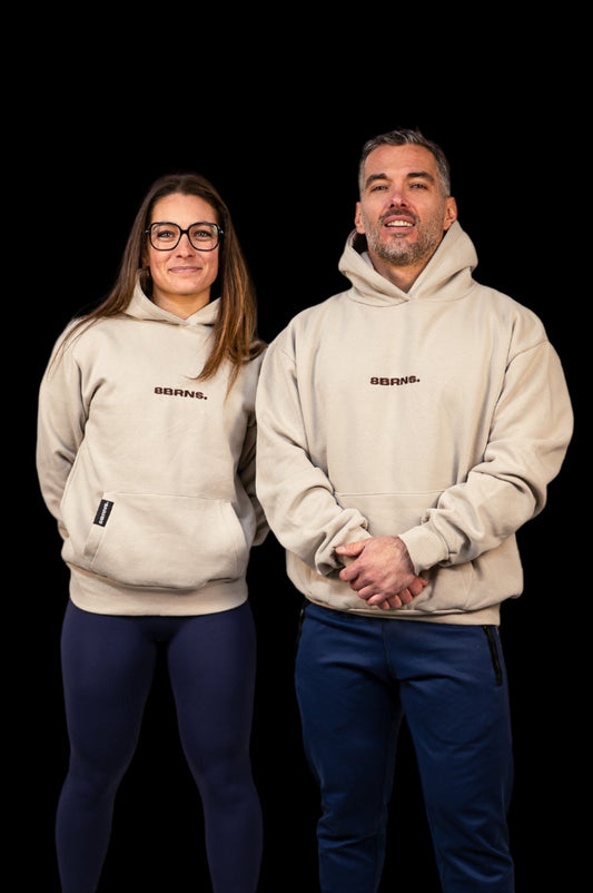 Sweat à capuche brodé Beige Unisexe