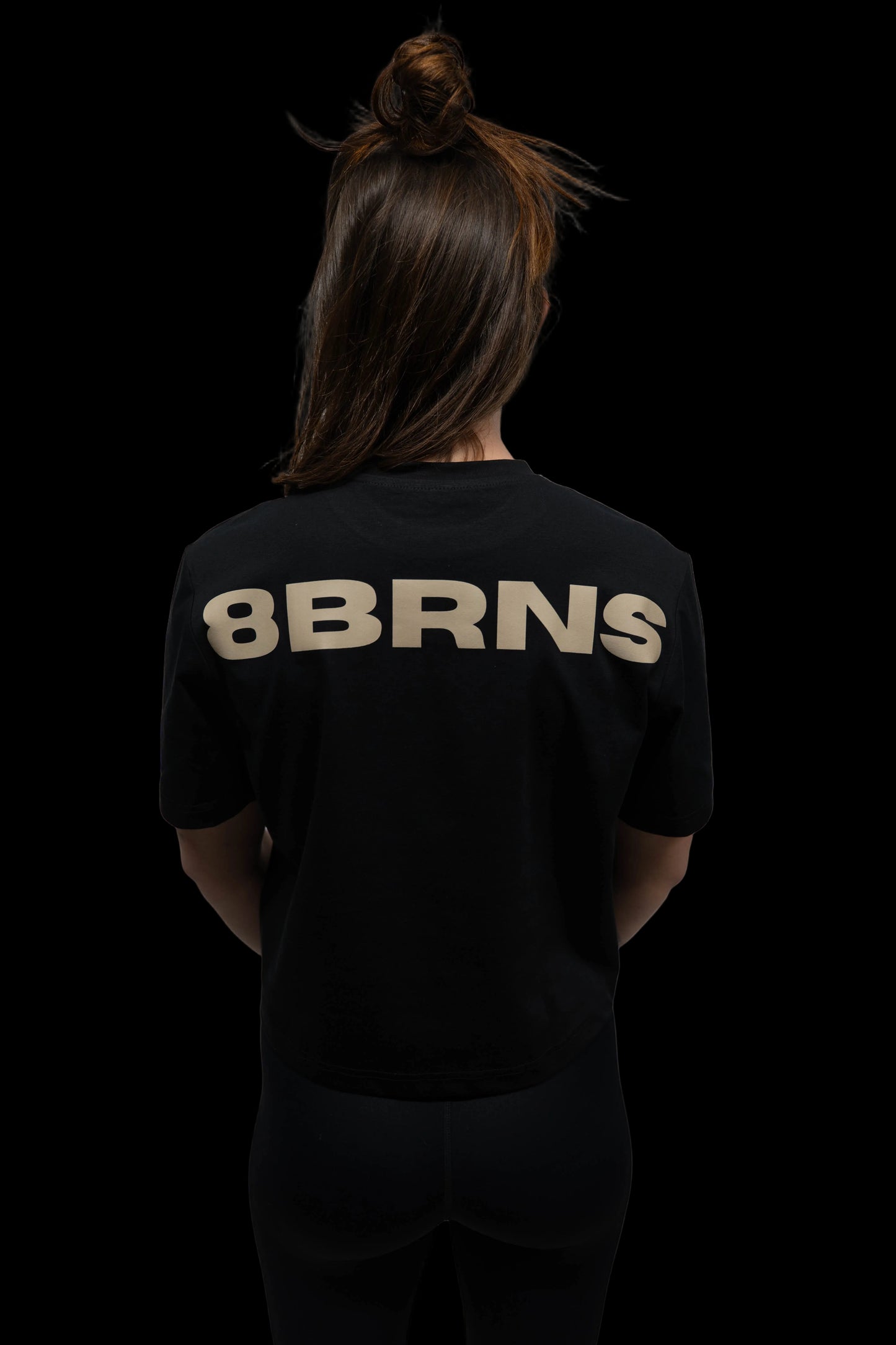 T-shirt Crop Black & Sand Women