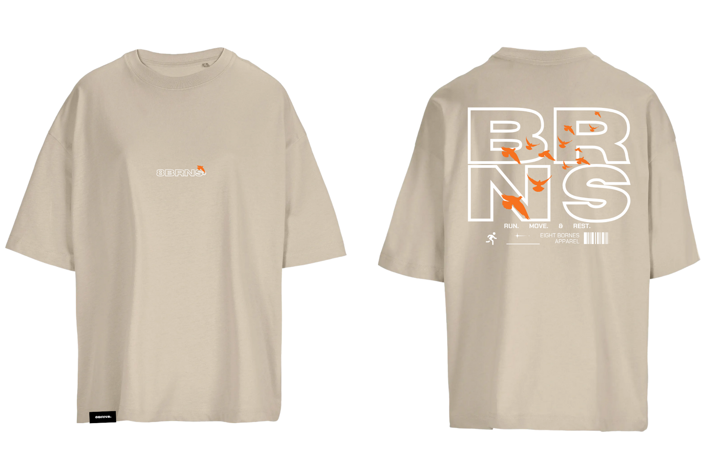 T-Shirt Oversize Women Beige Bird 077