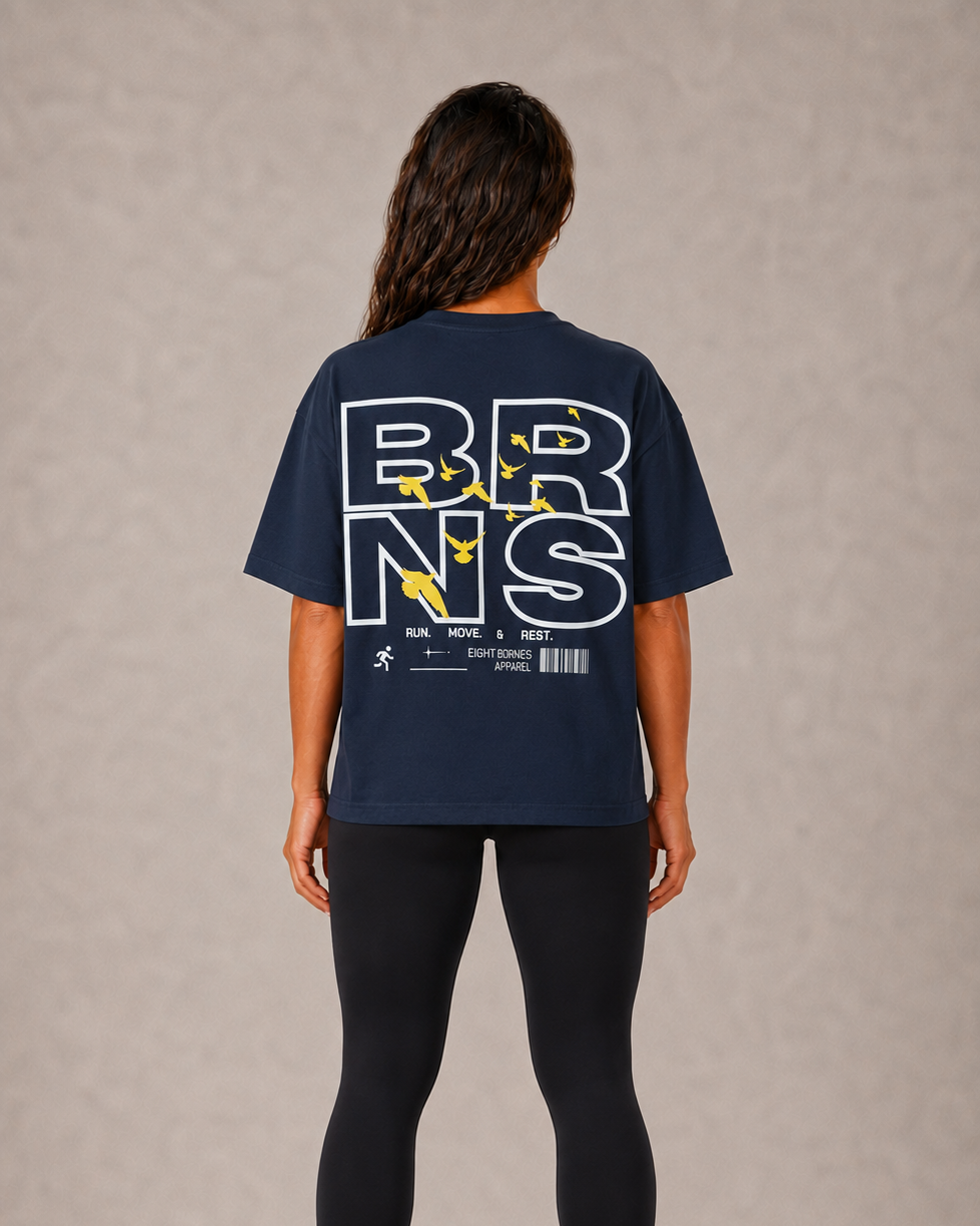 T-Shirt Boxy birds Marine Women