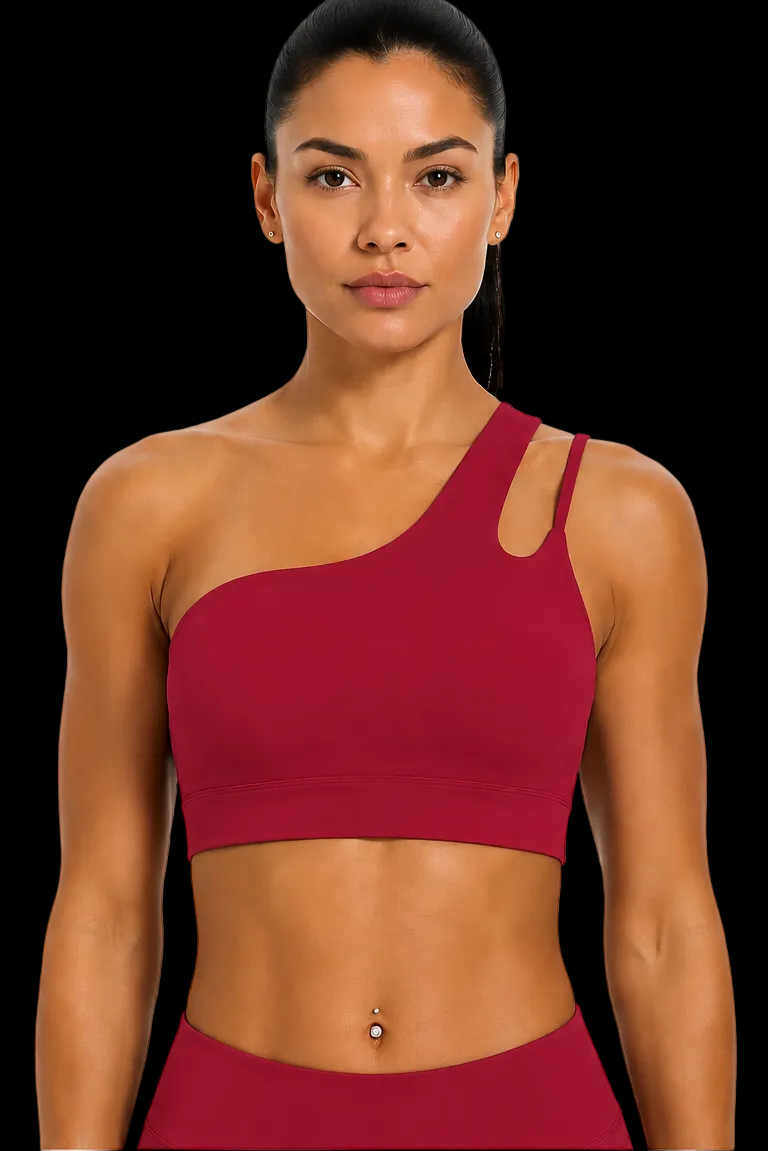 Brassière design asymétrique Rouge Framboise